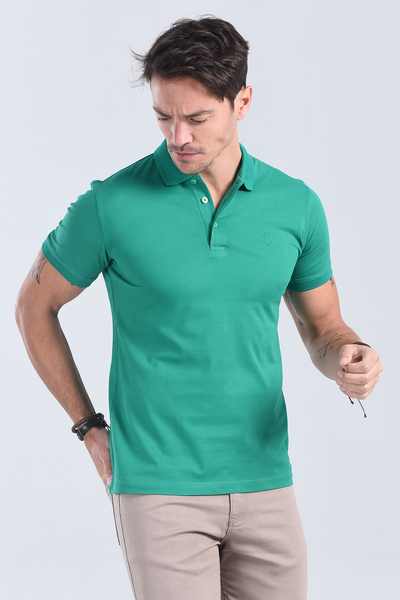 M Store - Erkek Yesil Polo Yaka Regular T-Shirt
